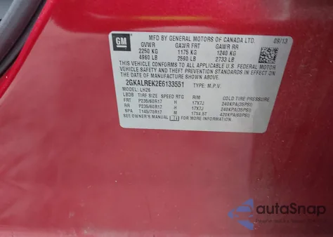 2014 GMC Terrain Sle-2 from USA, damaged, VIN 2GKALREK2E6133551